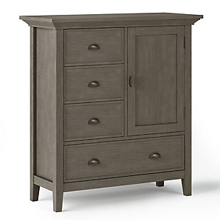 Simpli Home Redmond Solid Wood Medium Storage Cabinet, Gray, large