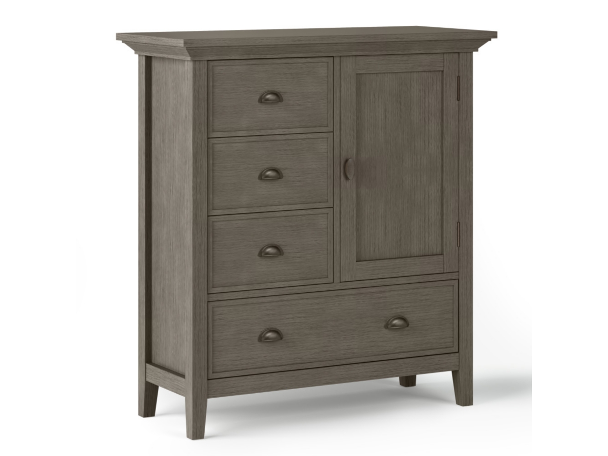 Simpli Home Redmond Solid Wood Medium Storage Cabinet, Gray, large