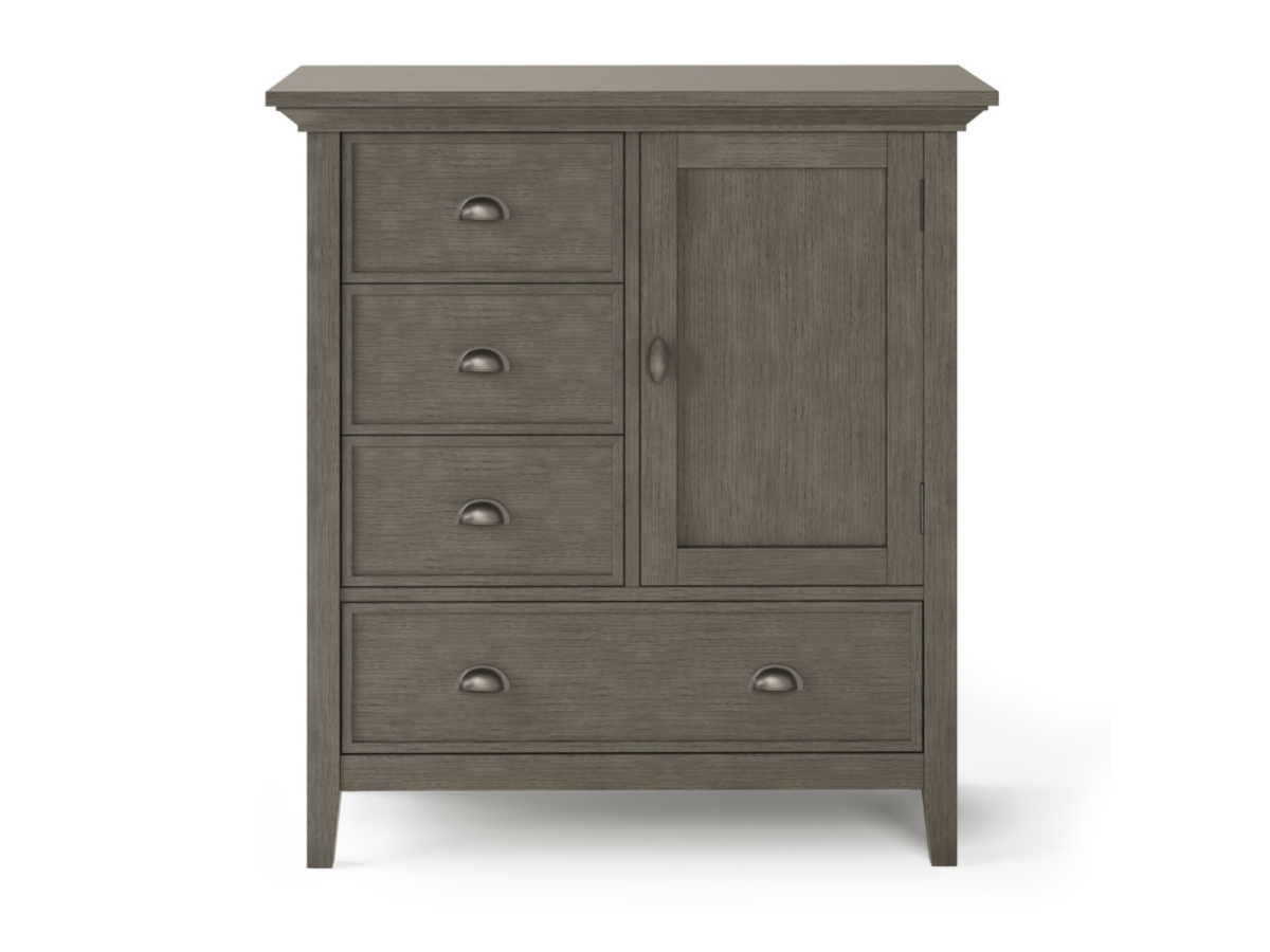 Simpli Home Redmond Solid Wood Medium Storage Cabinet, Gray, large