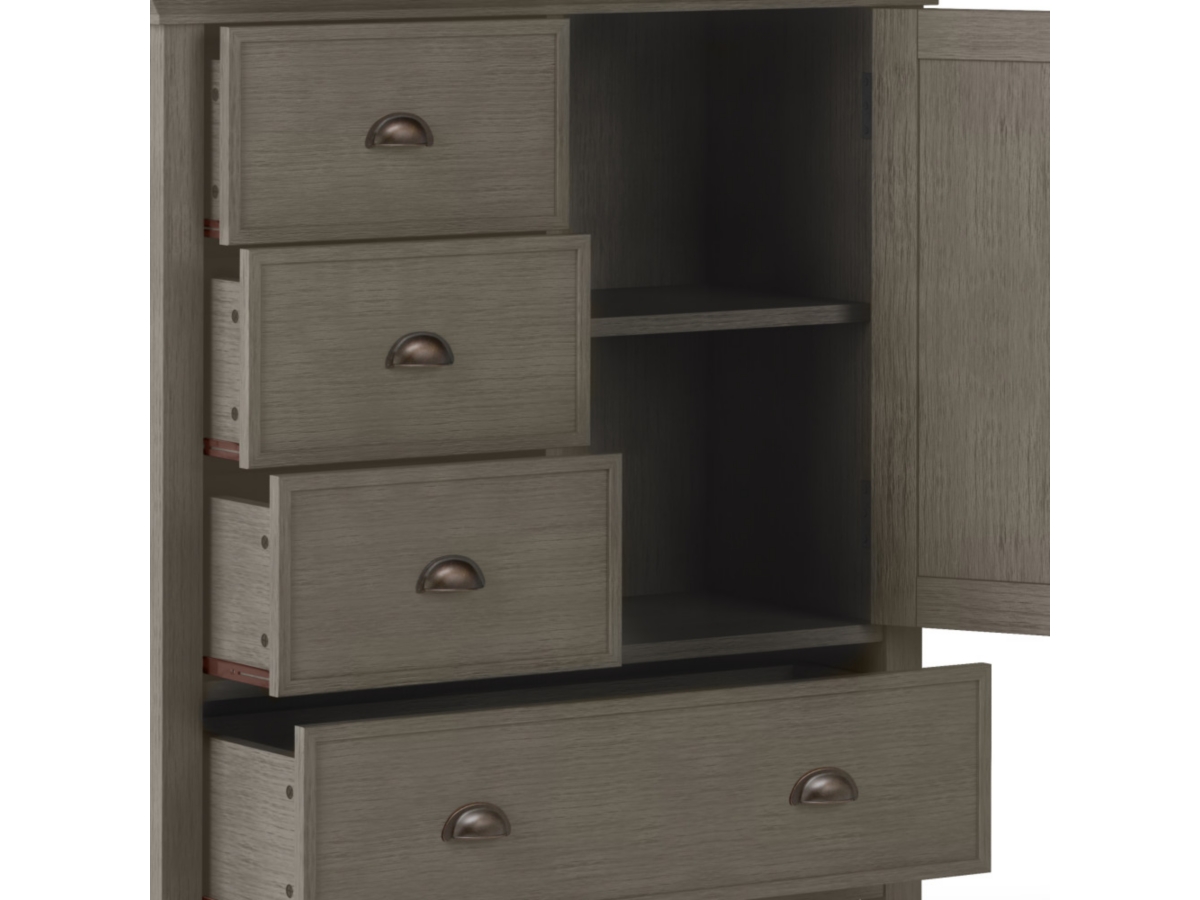 Simpli Home Redmond Solid Wood Medium Storage Cabinet, Gray, large