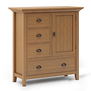 Simpli Home Redmond Solid Wood Medium Storage Cabinet, Golden Brown, large