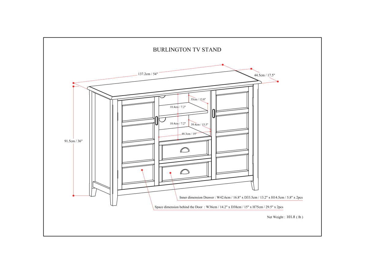 Simpli Home Burlington Solid Wood 54 inch Wide Traditional TV Media Stand, Rustic Aged Brown, large