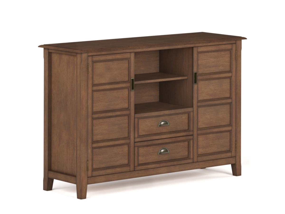 Simpli Home Burlington Solid Wood 54 inch Wide Traditional TV Media Stand, Rustic Aged Brown, large