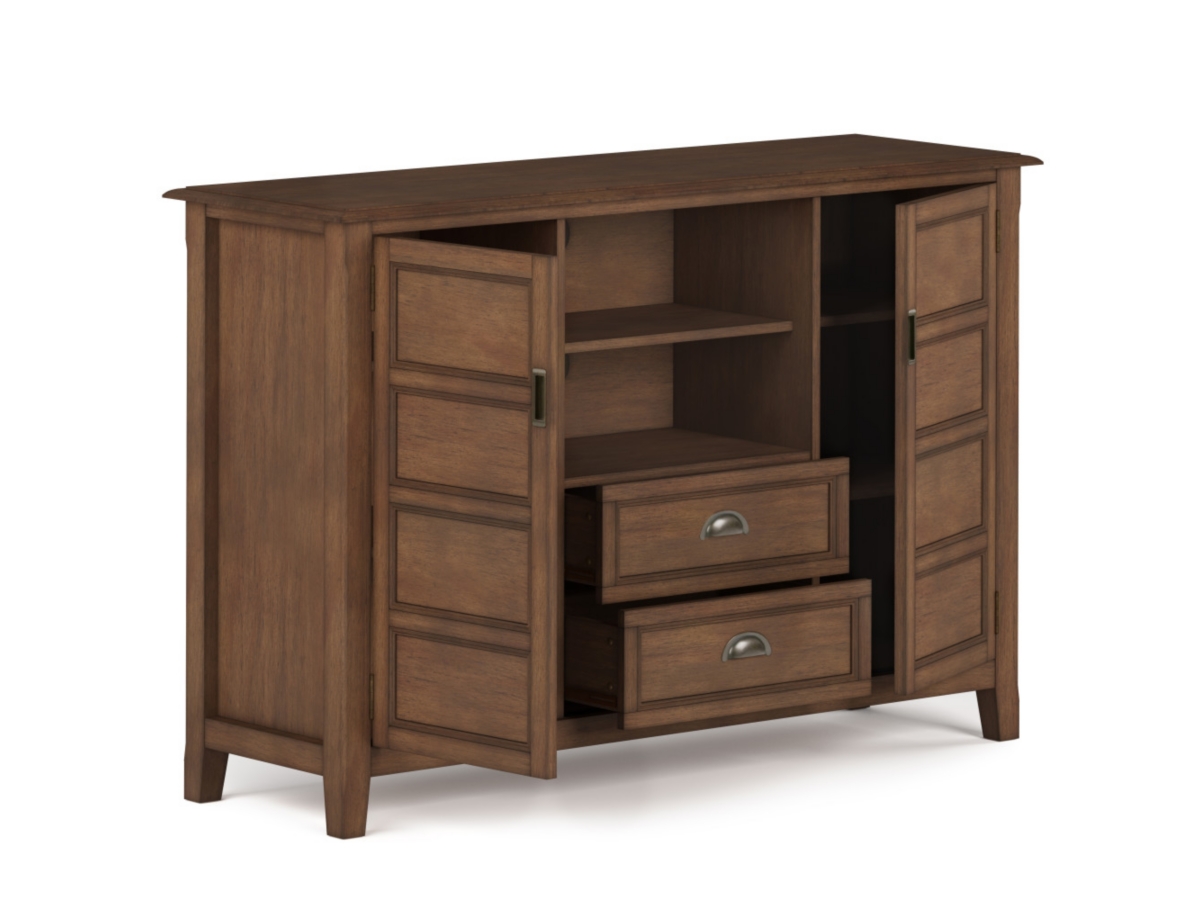 Simpli Home Burlington Solid Wood 54 inch Wide Traditional TV Media Stand, Rustic Aged Brown, large