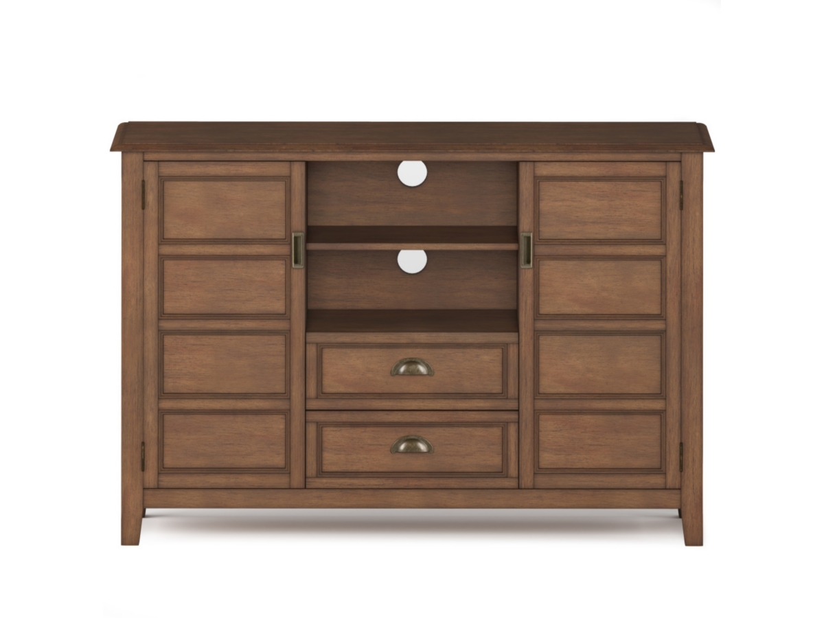 Simpli Home Burlington Solid Wood 54 inch Wide Traditional TV Media Stand, Rustic Aged Brown, large