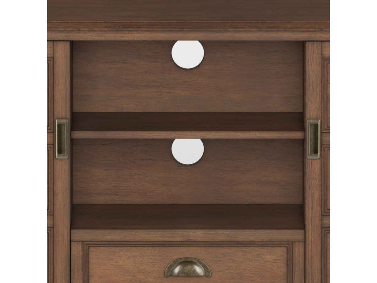 Simpli Home Burlington Solid Wood 54 inch Wide Traditional TV Media Stand, Rustic Aged Brown, large