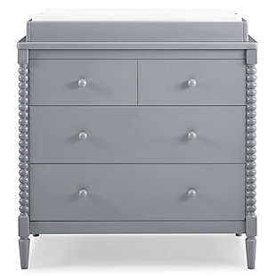 Delta Children Saint 4 Drawer Dresser With Changing Top, Gray, large
