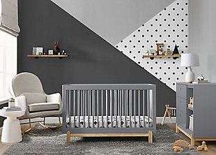 The stylish two-tone Poppy 4-in-1 convertible crib will be the centerpiece of your little one’s bedroom for years to come. The warm, natural wood tone of the base and feet is paired with contrasting round spindles to create a modern, sleek style that adapts to all your child’s sleep needs from baby to big kid. The baby crib converts into a toddler bed, daybed and sofa as your child grows. To complete your nursery, pair it with the Poppy 3-drawer dresser with cubbies.Made of wood with two-tone finish | Crib converts to a toddler bed, daybed and sofa (daybed/sofa rail included; toddler guardrail # w100725 sold separately) | Adjustable height mattress support with 3 convenient positions to grow with your baby (mattress not included) | Pair with poppy 3-drawer dresser with cubbies (sold separately) | Jpma certified; tested above and beyond industry standards | For any questions regarding delta children products, please contact consumersupport@deltachildren.com monday to friday, 8:30 a.m. To 6 p.m. (est) | Assembly required