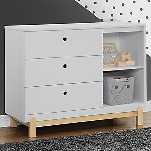 Delta Children Poppy 3 Drawer Dresser With Cubbies, White/Neutral, rollover