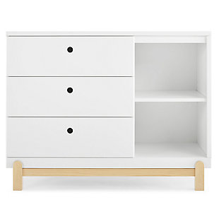 Delta Children Poppy 3 Drawer Dresser With Cubbies, White/Neutral, large