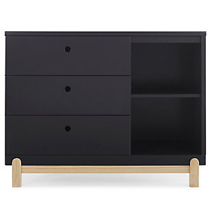 Delta Children Poppy 3 Drawer Dresser With Cubbies, Midnight Gray/Natural, large
