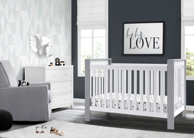 Delta Children Miles 4-in-1 Convertible Crib, Gray/White