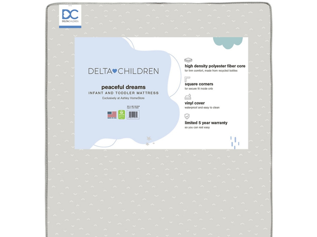 Delta Children x Ashley Peaceful Dreams Dual Sided Recycled Fiber Core Crib And Toddler Mattress, , large