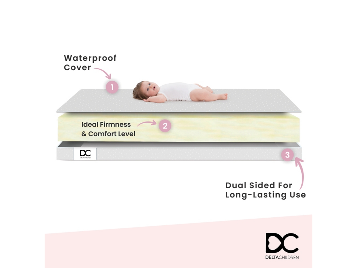 Delta Children x Ashley Peaceful Dreams Dual Sided Recycled Fiber Core Crib And Toddler Mattress, , large