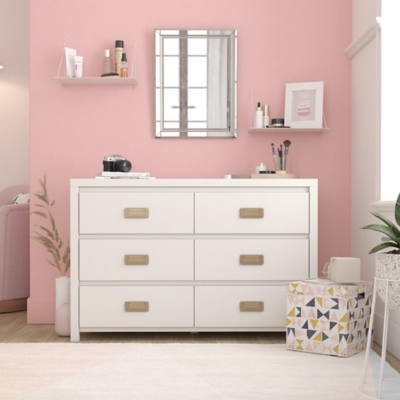 Little Seeds Monarch Hill Haven 6 Drawer White Kids Dresser, White, rollover