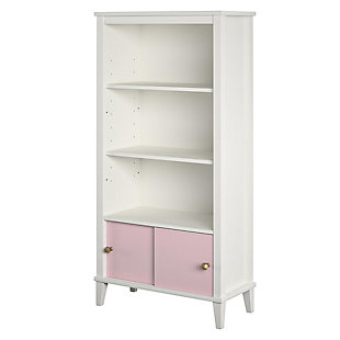 It’s what every little bookworm dreams of – a kids’ bookcase to house all their favorite picture books and bedtime stories easily within their short reach – the Little Seeds Monarch Hill Poppy Kids’ White Bookcase! Made of laminated MDF and particleboard, this adorable kids’ bookcase features three open shelves for storing all their favorite books and toys, two of which are adjustable to your preferred height. The two pink sliding door fronts on the bookcase’s bottom cubby give your little one a bonus storage space for their secret treasures, and we’ve included two different sets of knobs so you can customize the kids’ bookcase to your personal style. The Little Seeds Monarch Hill Poppy Kids’ White Bookcase will not only be a charming addition to your kids’ bedroom décor, it just might be the very thing to catalyze your little scholar’s lifelong love of reading. For added peace of mind, the kids’ bookcase meets or exceeds the CPSIA Juvenile testing requirements and comes with a wall anchor kit to ensure your child’s safety. Little Seeds not only creates this and many more on trend kids’ furniture pieces, we also partner with the National Wildlife Federation’s Garden for Wildlife program to help save the Monarch butterfly.Made of laminated mdf and particleboard | Includes 2 knob choices to customize the cubby’s sliding doors to your personal style | Each shelf and the lower concealed cubby can hold up to 35 lbs. Each.  a wall anchor kit is included to ensure your child's safety | 1 year limited warranty.  assembled dimensions: 54.92h x 27.44w x 12.76d