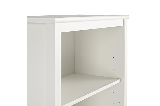 It’s what every little bookworm dreams of – a kids’ bookcase to house all their favorite picture books and bedtime stories easily within their short reach – the Little Seeds Monarch Hill Poppy Kids’ White Bookcase! Made of laminated MDF and particleboard, this adorable kids’ bookcase features three open shelves for storing all their favorite books and toys, two of which are adjustable to your preferred height. The two pink sliding door fronts on the bookcase’s bottom cubby give your little one a bonus storage space for their secret treasures, and we’ve included two different sets of knobs so you can customize the kids’ bookcase to your personal style. The Little Seeds Monarch Hill Poppy Kids’ White Bookcase will not only be a charming addition to your kids’ bedroom décor, it just might be the very thing to catalyze your little scholar’s lifelong love of reading. For added peace of mind, the kids’ bookcase meets or exceeds the CPSIA Juvenile testing requirements and comes with a wall anchor kit to ensure your child’s safety. Little Seeds not only creates this and many more on trend kids’ furniture pieces, we also partner with the National Wildlife Federation’s Garden for Wildlife program to help save the Monarch butterfly.Made of laminated mdf and particleboard | Includes 2 knob choices to customize the cubby’s sliding doors to your personal style | Each shelf and the lower concealed cubby can hold up to 35 lbs. Each.  a wall anchor kit is included to ensure your child's safety | 1 year limited warranty.  assembled dimensions: 54.92h x 27.44w x 12.76d