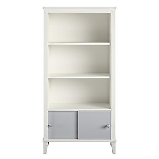 Little Seeds Monarch Hill Poppy Kids White Bookcase with Gray Doors, Gray/White, large
