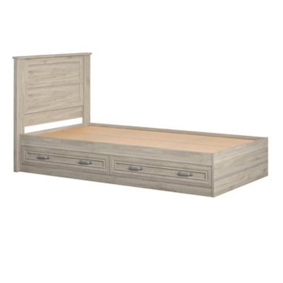 Little Seeds Sierra Ridge Levi Twin Bed with Headboard and Storage, Walnut, , large