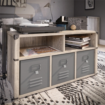 Little Seeds Nova Bedroom Storage Bench, Gray Oak