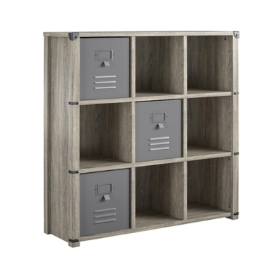 Little Seeds Nova 9 Cube Storage Bookcase, Gray Oak, , large