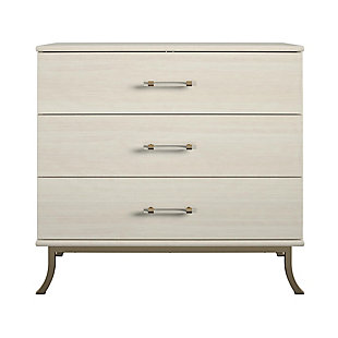When the time has come to consider teen bedroom ideas for your ever-evolving little princess, let the Little Seeds Monarch Hill Clementine White 3 Drawer Dresser be an elegant part of your bedroom design. Made from laminated MDF and particle board with a warm, off-white wood grain finish, this 3 drawer dresser has plenty of room for your teen’s clothes storage needs. With its clear, acrylic handles and chic gold metal base, this beautiful dresser will be the perfect storage piece not only for a teen girl bedroom, but any room in your home. The Little Seeds Monarch Hill Clementine White 3 Drawer Dresser meets or exceeds the CPSIA Juvenile testing requirements and includes a wall anchor kit to ensure your child’s safety. Little Seeds not only creates this and many more on trend kids’ and teen furniture pieces, we also partner with the National Wildlife Federation’s Garden for Wildlife program to help save the Monarch butterfly.Made of laminated mdf and particleboard with an off-white woodgrain finish | 3 drawers with durable metal slides and built in stops for safety | Drawer weight limit: 35 lbs. Each | Assembled dimensions: 32.95” h x 35.59” w x 17.91” d