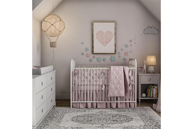 Your little one has most certainly outgrown her childhood bedroom and has been scouring the internet for teen bedroom ideas to transform her space from a kid’s playroom to her own sophisticated sanctuary space free from grown-up demands and rules. Let the Little Seeds Rowan Valley Arden 6 Drawer Gray Kids’ Dresser be an elegant addition to your child’s new grown up space. Made of laminated MDF and particle board with a chic dove Gray finish and posh silver ring drawer pulls, this beautiful kids’ dresser will be a perfect piece for your child’s clothing storage needs. The Little Seeds Rowan Valley Arden 6 Drawer Gray Kids’ Dresser drawers feature durable metal drawer slides with built-in stops for safety. If your little one is still in diapers, you can add the optional Changing Table Topper (sold separately) to convert to a changing table dresser. The kids’ dresser meets or exceeds the CPSIA Juvenile testing requirements and includes a wall anchor kit to ensure your child’s safety. Little Seeds not only creates this and many more on trend baby and kids’ furniture pieces, we also partner with the National Wildlife Federation’s Garden for Wildlife program to help save the Monarch butterfly.Made of laminated mdf and particleboard with dove gray finish | 6 drawers with durable metal slides and built in stops for safety | Drawer weight limit: 35 lbs. Each, top weight limit: 75 lbs., 1 year limited warranty | Assembled dimensions: 31.57” h x 53.62” w x 18.9” d