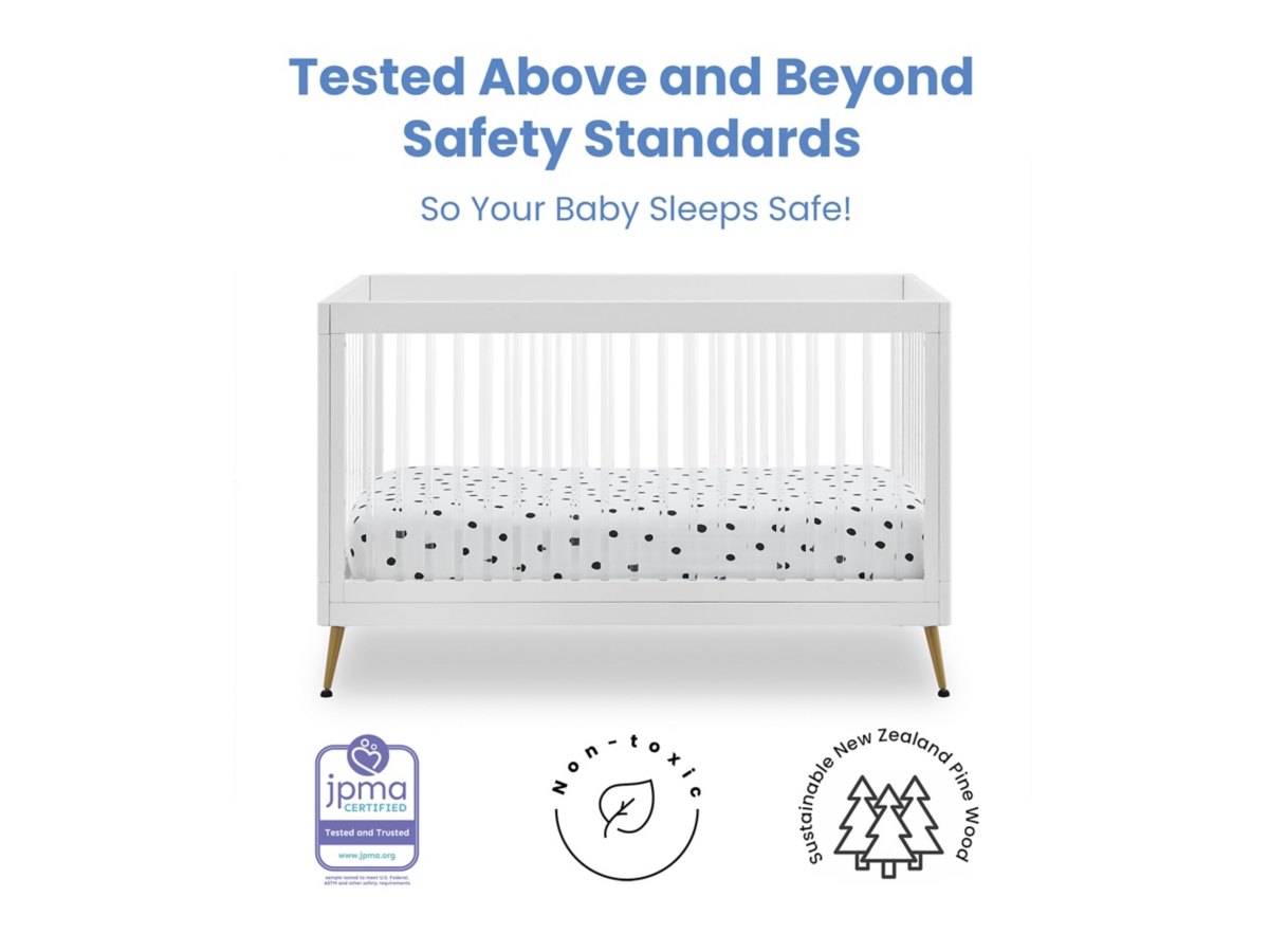 Delta Children Sloane 4-in-1 Acrylic Convertible Crib - Includes Conversion Rails, Bianca White/Bronze, large