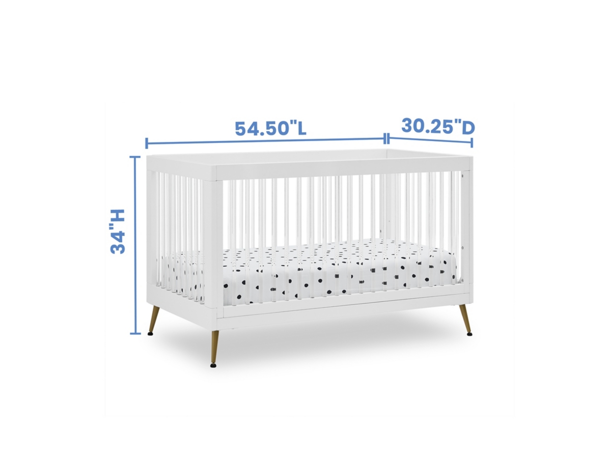 Delta Children Sloane 4-in-1 Acrylic Convertible Crib - Includes Conversion Rails, Bianca White/Bronze, large