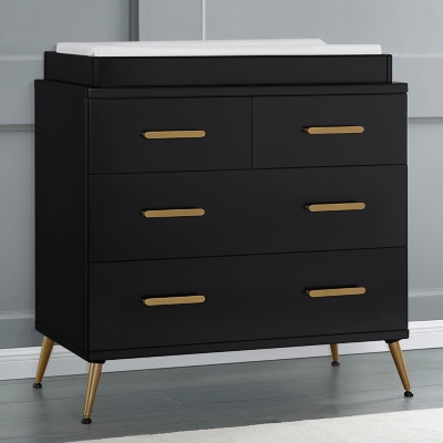 Delta Children Sloane 4 Drawer Dresser With Changing Top, Midnight/Bronze, rollover