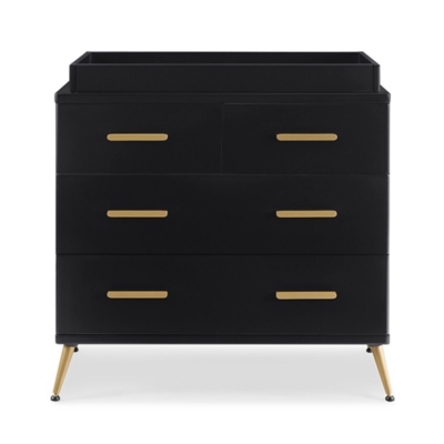 Delta Children Sloane 4 Drawer Dresser With Changing Top, Midnight/Bronze, large