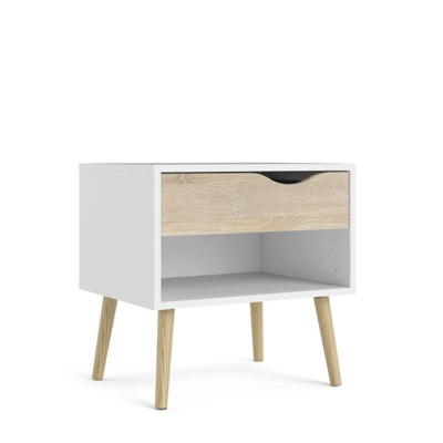 Diana 1 Drawer Nightstand, White/Oak, large