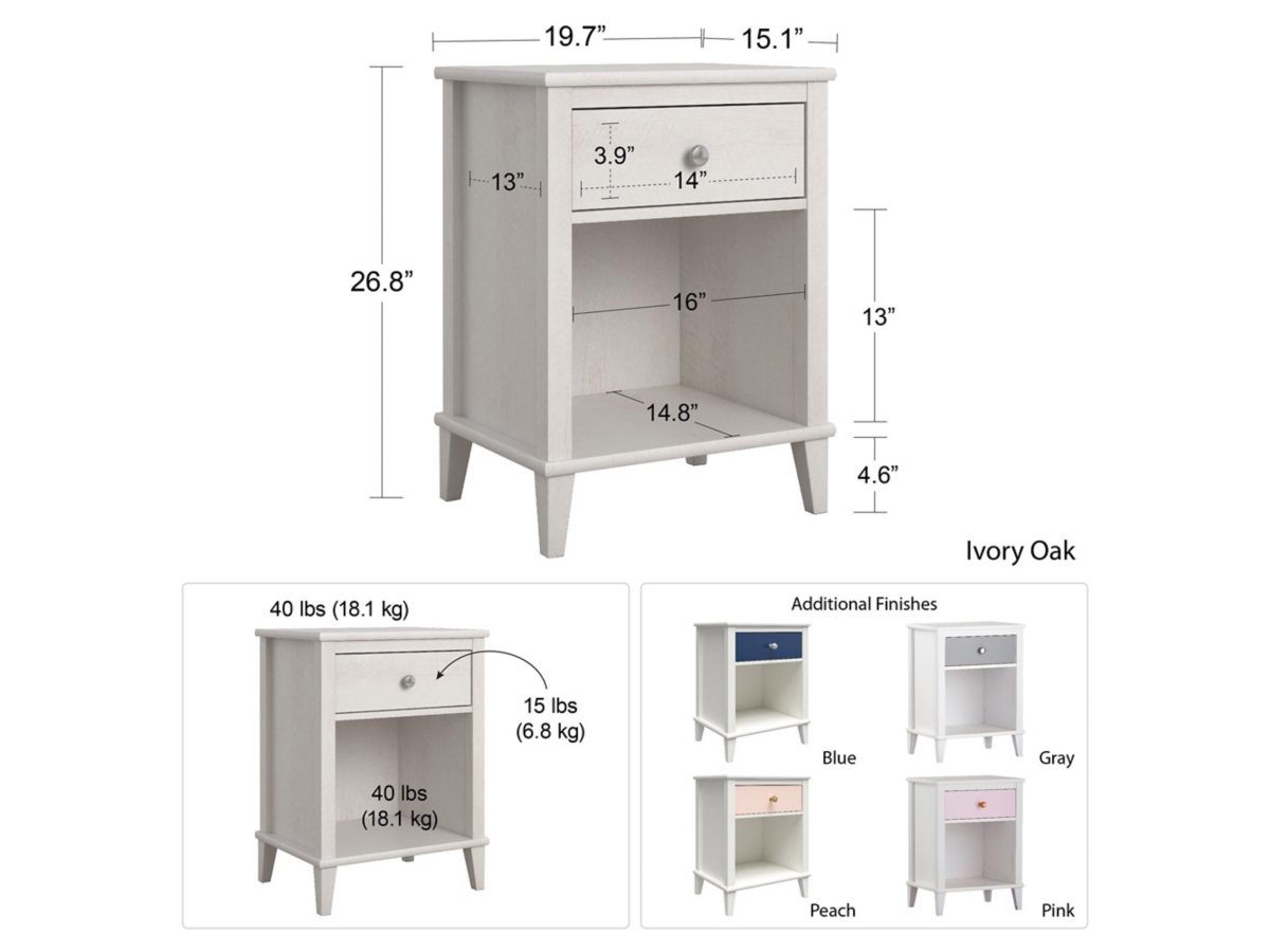 Little Seeds Monarch Hill Poppy Blue and White Nightstand, Blue, large