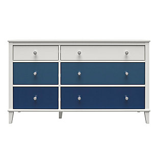 Little Seeds Monarch Hill Poppy 6 Drawer Blue and White Dresser, Blue, large