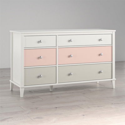 Little Seeds Monarch Hill Poppy 6 Drawer Peach and Taupe Dresser, Peach/Taupe, large