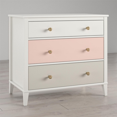 Little Seeds Monarch Hill Poppy 3 Drawer Peach and Taupe Dresser, Peach/Taupe, large