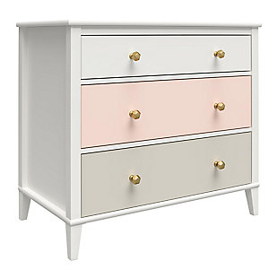 Little Seeds Monarch Hill Poppy 3 Drawer Peach and Taupe Dresser, Peach/Taupe, large