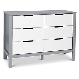 Changing station now. Big-kid dresser later. The Colby 6-drawer dresser is designed so you can add a convenient changing tray during the baby years. This 6-drawer dresser masters a minimalist look with open finger pulls and a streamlined, modern aesthetic. So nice to have in the nursery, it’s got a sophisticated style that’ll work wonders in the bedroom as your little one grows. Coordinates with the Colby crib and Colby 3-drawer dresser.Made of sustainable wood and engineered wood | Open finger drawer pulls | Metal drawer glides with stop mechanisms for added safety; anti-tip kit included | Exceeds astm and cpsc safety standards | Finished in non-toxic, multi-step painting process; lead and phthalate safe | Changing tray sold separately | Assembly required