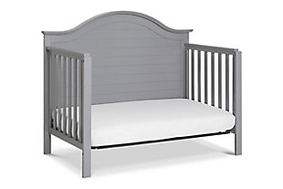 The Nolan 4-in-1 Convertible Crib is a clever combination of a classic Americana design and romantic farmhouse styling. The Nolan highlights a contemporary shiplap-style planked headboard framed by traditional curved-top molding. Four mattress levels allow you to adjust the mattress height as your baby begins to sit and stand. The crib easily converts to a toddler bed, daybed and full-size bed for use long past the nursery years. It coordinates with the Morgan 3-drawer dresser and 6-drawer dresser for a beautifully equipped ensemble.Made of sustainable wood and engineered wood | Mattress platform offers four adjustable height options to accommodate your growing baby | Greenguard gold certified; tested for over 10,000 chemicals | Finished in a non-toxic multi-step painting process; lead and phthalate safe | Exceeds astm and cpsc safety standards | Converts to toddler bed, daybed and full-size bed | Toddler bed conversion kit (m3099) and full-size bed conversion kit (m5789) sold separately | Fits standard size crib mattress (sold separately) | Assembly required