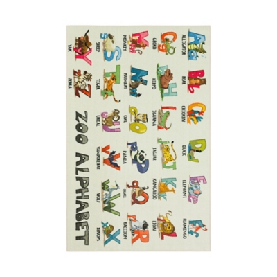 Mohawk Prismatic Alphabet Zoo Kids 3'4" x 5' Area Rug, Multi, large