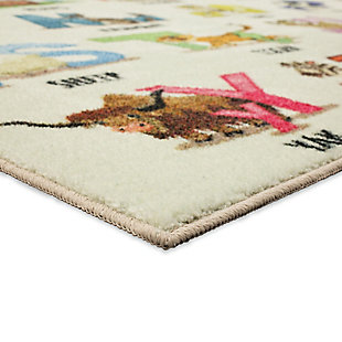 Encourage your little one to enjoy learning their letters with the educational and interactive fun design of Mohawk Homes Alphabet Zoo Area Rug in Multicolor. When it comes to color, the sky is no longer the limit with the infinite possibilities of Mohawk Homes revolutionary Prismatic Collection. Thoughtfully crafted in the U.S.A. in small batches utilizing Mohawk Homes exclusive Precision Dye Injected Printer, the Prismatic Collection is redefining printed rugs, literally one original design at a time. Designed on a plush EverStrand woven base, each style in this collection features superior strength stain resistance and a cozy soft touch. Consciously created with EverStrand yarn, Mohawk Homes exclusive premium recycled polyester produced from post-consumer plastic water bottles, this collection offers environmentally friendly options that are as easy on the eyes as they are the world around us.Kids/Tween Collection | Printed Area Rug | Made in the USA | 100% EverStrand