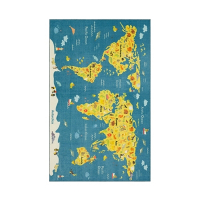 Mohawk Prismatic Animal Map Kids 3'4" x 5' Area Rug, Blue/Green, large