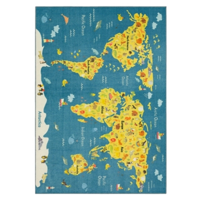 Mohawk Prismatic Animal Map Kids 5' x 8' Area Rug, Blue/Green, large