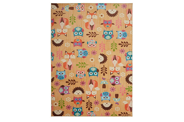 A multicolored medley of whimsical critters meet in the playful design of Mohawk Homes Animal Toss Area Rug. Saturated shades of tan, blue, green, brown, red, orange, cream and purple combine in this contemporary and colorful kid friendly style. When it comes to color, the sky is no longer the limit with the infinite possibilities of Mohawk Homes revolutionary Prismatic Collection. Thoughtfully crafted in the U.S.A. in small batches utilizing Mohawk Homes exclusive Precision Dye Injected Printer, the Prismatic Collection is redefining printed rugs, literally one original design at a time. Each style in this collection features superior strength, stain resistance, and a cozy soft touch. Consciously created with EverStrand yarn, Mohawk Homes exclusive premium recycled polyester produced from post-consumer plastic water bottles, this collection offers environmentally friendly options that are as easy on the eyes as they are the world around us.Kids/Tween Collection | Printed Area Rug | Made in the USA | 100% EverStrand