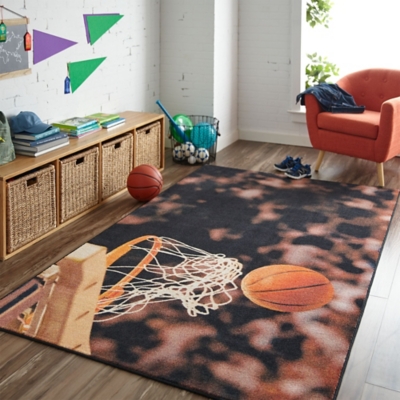 Mohawk Prismatic Basketball Hoop Kids 3'4" x 5' Area Rug, Multi, rollover