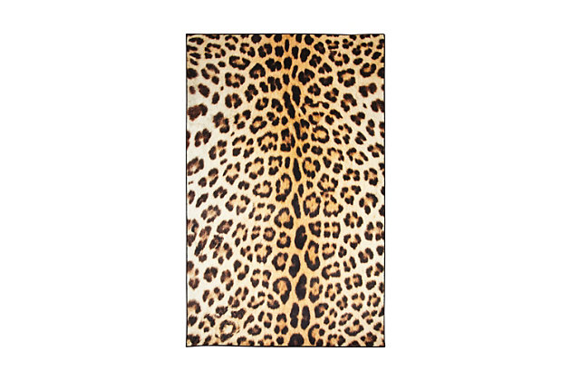Take a walk on the wild side with the animal print motif of Mohawk Homes Cheetah Spots Area Rug in Neutral. When it comes to color, the sky is no longer the limit with the infinite possibilities of Mohawk Homes revolutionary Prismatic Collection. Thoughtfully crafted in the U.S.A. in small batches utilizing Mohawk Homes exclusive Precision Dye Injected Printer, the Prismatic Collection is redefining printed rugs, literally one original design at a time. Designed on a plush EverStrand woven base, each style in this collection features superior strength stain resistance and a cozy soft touch. Consciously created with EverStrand yarn, Mohawk Homes exclusive premium recycled polyester produced from post-consumer plastic water bottles, this collection offers environmentally friendly options that are as easy on the eyes as they are the world around us.Kids/Tween Collection | Printed Area Rug | Made in the USA | 100% EverStrand