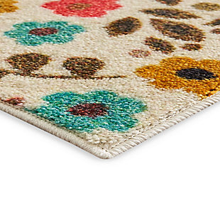 Friendly foxes, owls, squirrels, ladybugs, butterflies, birds and bumble bees play alongside fresh florals in the whimsical multicolored design of Mohawk Homes Enchanted Forest Area Rug. Available in 5x8, 8x10, and 10x14, this area rug is ideal for kids spaces, bedrooms, nurseries, playrooms, classrooms and more. Reenergize your space with radiant color and original artwork digitally constructed over a plush canvas of Mohawk Homes exclusive ecofriendly EverStrand, a premium synthetic yarn created from post-consumer recycled plastic bottles. The rugs of the Prismatic Collection prove you don't have to sacrifice style for sustainability. While EverStrand is renowned for its softness, this silky yarn also offers superior strength stain resistance, illustrious fade resistant color clarity and dependable durability ideal for high traffic spaces with kids and pets. Keep your new rug and the flooring beneath looking their best with an essential all-surface, earth conscious rug pad, crafted of 100% recycled fibers and certified Green Label Plus by The Carpet & Rug Institute!Kids/Tween Collection | Printed Area Rug | Made in the USA | 100% EverStrand