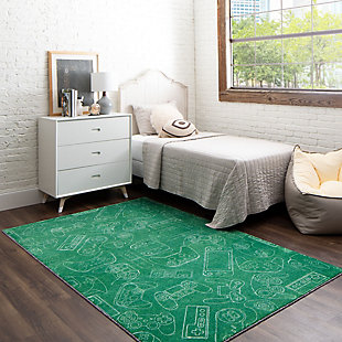Mohawk Prismatic In Control Green Kids 5' x 8' Area Rug, Green, rollover