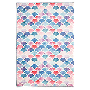 Mohawk Prismatic Mermaid Scales Pink Kids 5' x 8' Area Rug, Light Coral, large