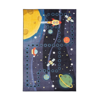 Mohawk Prismatic Space Rocket Kids 3'4" x 5' Area Rug, Navy, large